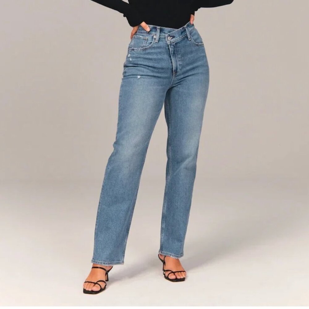 Abercrombie & Fitch 90s Straight Ultra High Rise Curve Love Sz 37